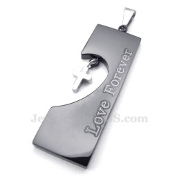 Collier Avec Pendentif Cœurs En Titane Bicolore Pour Couple (Chaîne Offerte) (Une Paire)
