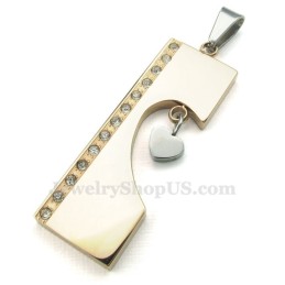 Collier Avec Pendentif Cœurs En Titane Bicolore Pour Couple (Chaîne Offerte) (Une Paire)
