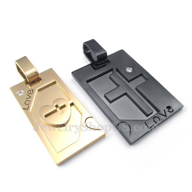 Collier Avec Pendentif Croix En Titane Pour Couple (Chaîne Offerte) (Une Paire) Collier Avec Pendentif Croix En Titane Pour Couple (Chaîne Offerte) (Une Paire)
