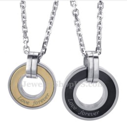 Collier Avec Pendentif En Titane Pour Couple (Chaîne Offerte) (Une Paire)
