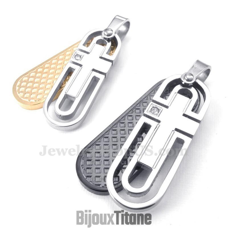 Collier Pendentif Couple En Titane (Chaîne Offerte) (Une Paire) Collier Pendentif Couple En Titane (Chaîne Offerte) (Une Paire)