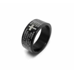 Bague En Titane Noir Pour Homme Avec Croix Biblique De 6 Mm