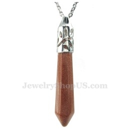 Collier Pendentif En Titane Et Pierre D'Or (Chaîne Gratuite)