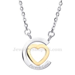 Collier Avec Pendentif Couple En Titane Avec Cœurs Et Étoiles (Chaîne Offerte) (Une Paire)