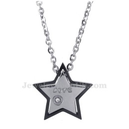 Collier Avec Pendentif Étoile À Cinq Branches En Titane Pour Couple (Chaîne Offerte) (Une Paire)