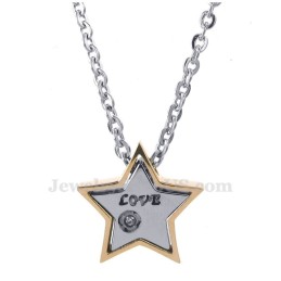 Collier Avec Pendentif Étoile À Cinq Branches En Titane Pour Couple (Chaîne Offerte) (Une Paire)