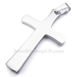 Collier Avec Pendentif Croix En Titane Couleur Argent (Chaîne Gratuite)