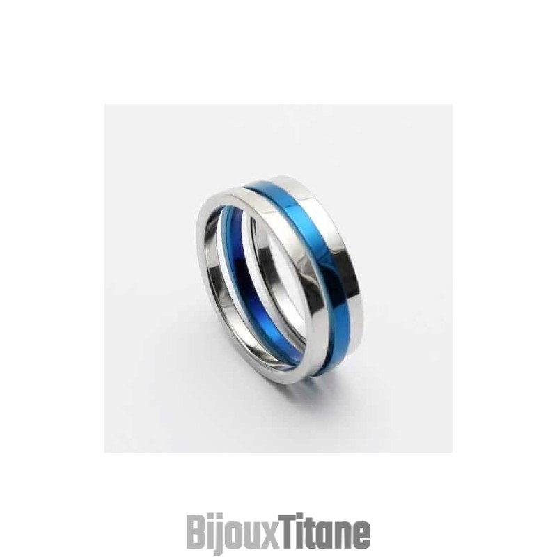 Bague En Titane Bleu Et Argent Pour Homme De 6 Mm Bague En Titane Bleu Et Argent Pour Homme De 6 Mm