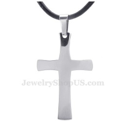 Collier Avec Pendentif Croix En Titane Couleur Argent (Chaîne Gratuite)