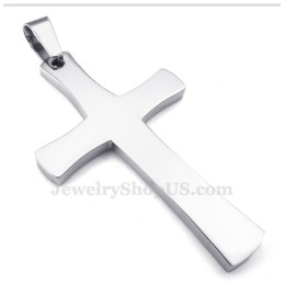 Collier Avec Pendentif Croix En Titane Couleur Argent (Chaîne Gratuite)