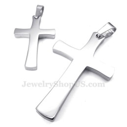 Collier Avec Pendentif Croix En Argent Et Titane Pour Couple (Chaîne Offerte) (Une Paire)