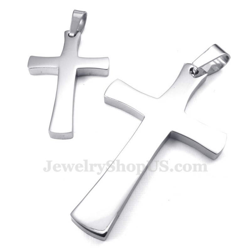 Collier Avec Pendentif Croix En Argent Et Titane Pour Couple (Chaîne Offerte) (Une Paire) Collier Avec Pendentif Croix En Argent Et Titane Pour Couple (Chaîne Offerte) (Une Paire)