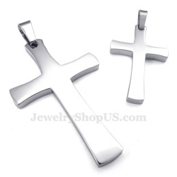 Collier Avec Pendentif Croix En Argent Et Titane Pour Couple (Chaîne Offerte) (Une Paire)