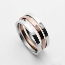 Bague Pour Homme En Titane Couleur Or Et Argent De 6 Mm