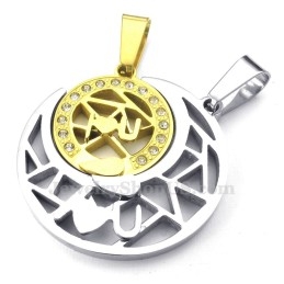 Collier Avec Pendentif Lune Et Étoiles En Titane Et Or (Chaîne Offerte) (Une Paire)