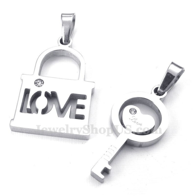 Collier Avec Pendentif Clé En Titane Et Argent Pour Couple (Chaîne Offerte) (Une Paire) Collier Avec Pendentif Clé En Titane Et Argent Pour Couple (Chaîne Offerte) (Une Paire)