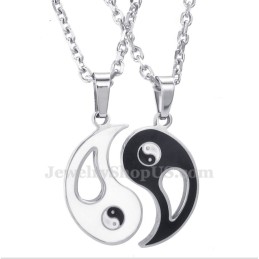 Collier Pendentif Tai Chi En Titane Pour Couple (Chaîne Offerte) (Une Paire)