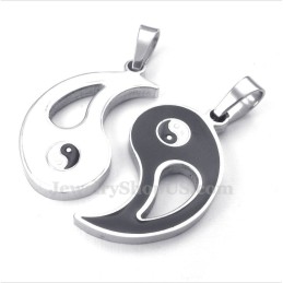 Collier Pendentif Tai Chi En Titane Pour Couple (Chaîne Offerte) (Une Paire)