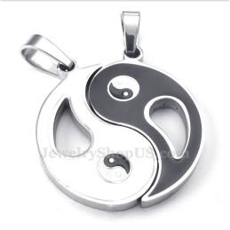 Collier Pendentif Tai Chi En Titane Pour Couple (Chaîne Offerte) (Une Paire)
