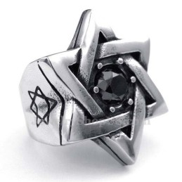 Bague Étoile Porte-Bonheur En Titane Avec Zircon Noir