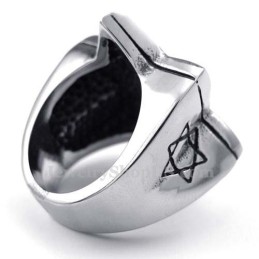 Bague Étoile Porte-Bonheur En Titane Avec Zircon Noir