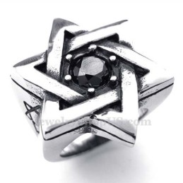 Bague Étoile Porte-Bonheur En Titane Avec Zircon Noir