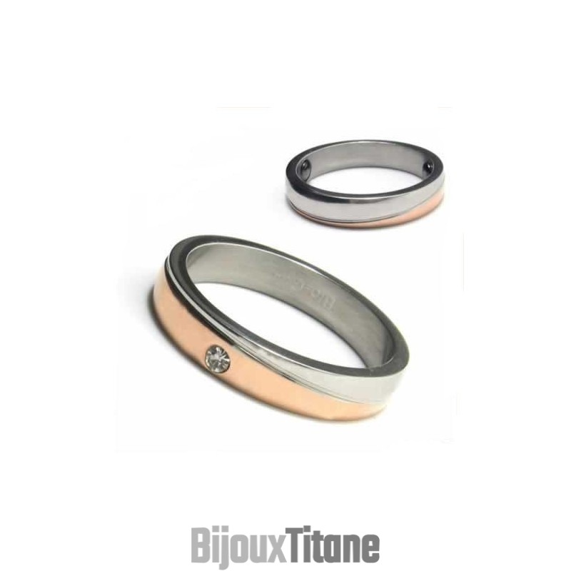 Bague En Titane Et Or Sertie De Diamants De 4 Mm