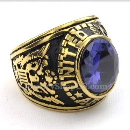 Bague En Titane Doré Avec Zircon Bleu