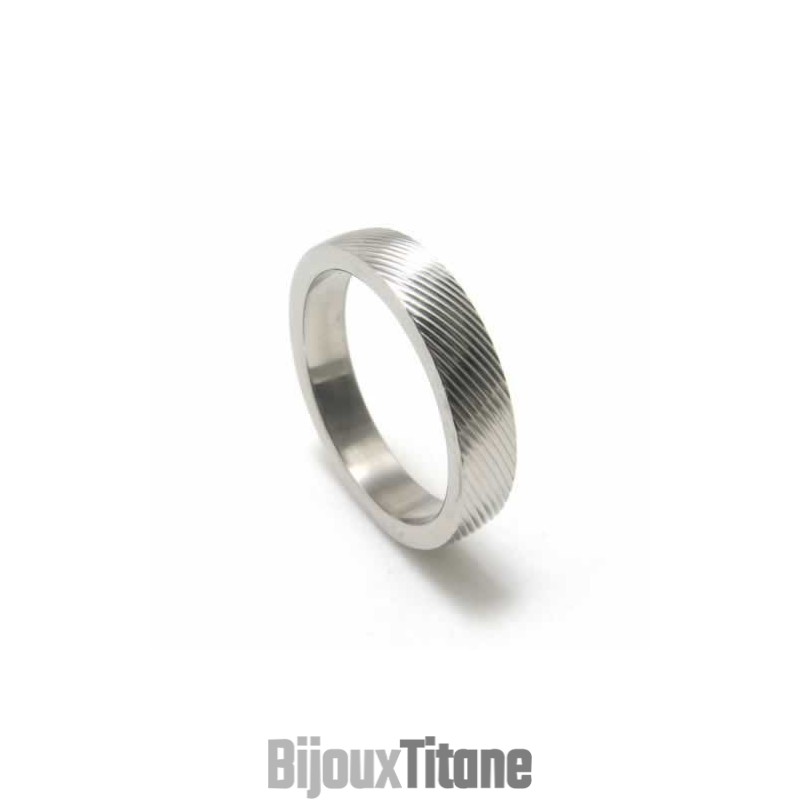 Bague En Titane À Grain Croisé De 4 Mm