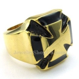 Bague Croix En Titane Doré