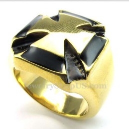 Bague Croix En Titane Doré