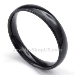 Bague Lisse En Titane Noir De 4 Mm