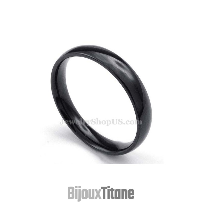 Bague Lisse En Titane Noir De 4 Mm Bague Lisse En Titane Noir De 4 Mm