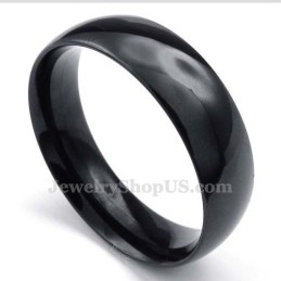 Bague Lisse En Titane Noir De 6 Mm