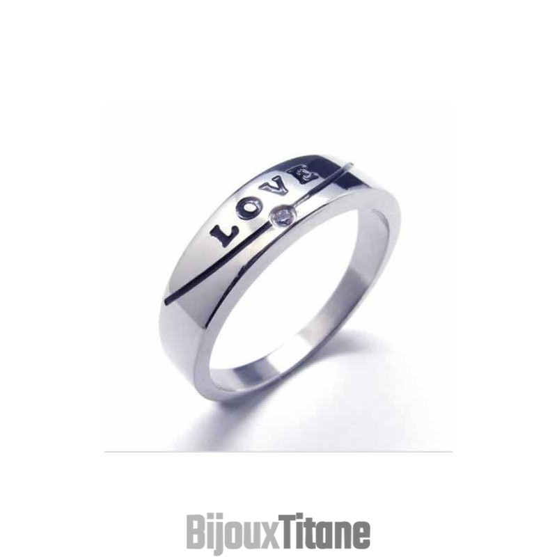 Bague Love Diamond Set 5 Mm Incrustée De Titane Bague Love Diamond Set 5 Mm Incrustée De Titane