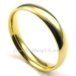 Bague Ronde En Titane Doré De 4 Mm