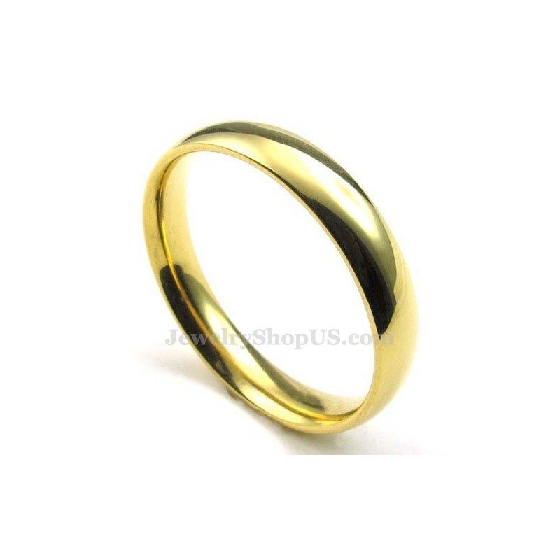 Bague Ronde En Titane Doré De 4 Mm