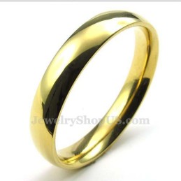 Bague Ronde En Titane Doré De 4 Mm