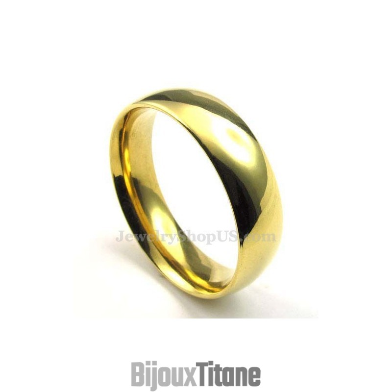 Bague Ronde En Titane Doré De 6 Mm