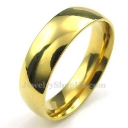 Bague Ronde En Titane Doré De 6 Mm