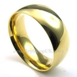 Bague Ronde En Titane Doré De 8 Mm