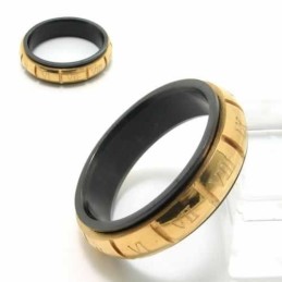 Bague En Titane Noir Et Or Avec Chiffres Romains De 6 Mm