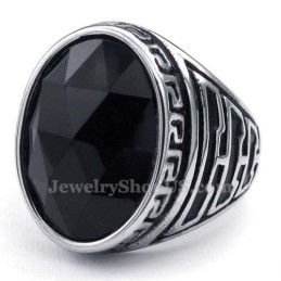 Bague En Titane Pour Homme Avec Zircon Noir