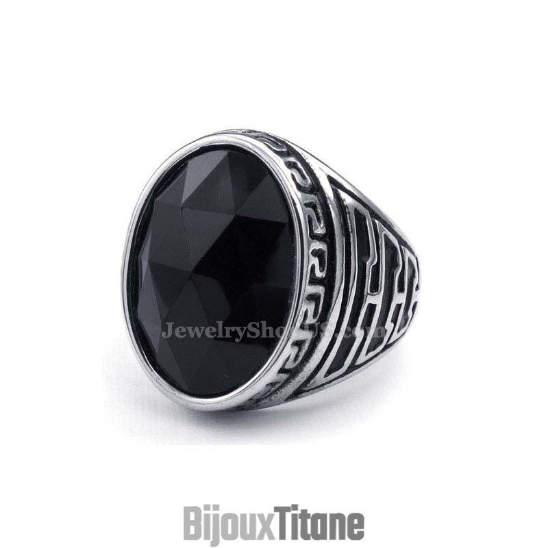 Bague En Titane Pour Homme Avec Zircon Noir