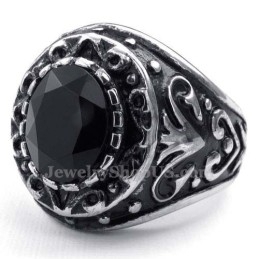 Bague En Titane Pour Homme Avec Zircon Noir