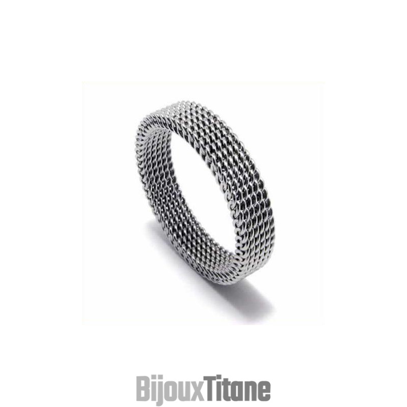 Bague Unisexe En Titane Maillée De 4 Mm Bague Unisexe En Titane Maillée De 4 Mm