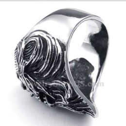 Bague Tête De Mort En Titane Avec Yeux En Zircon Rouge
