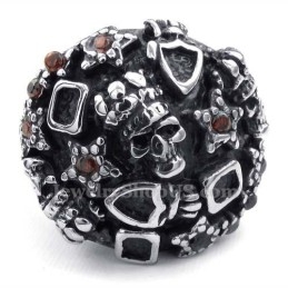 Bague Tête De Mort En Titane Avec Zircon Rouge