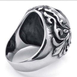 Bague Croix En Titane Et Zircon Rouge