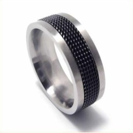 Bague En Titane Noir Pour Homme, Maille De 7 Mm
